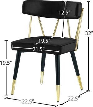 Rheingold Velvet / Engineered Wood / Iron / Foam Contemporary Black Velvet Dining Chair - 22.5" W x 22.5" D x 32" H