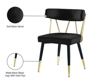 Rheingold Velvet / Engineered Wood / Iron / Foam Contemporary Black Velvet Dining Chair - 22.5" W x 22.5" D x 32" H