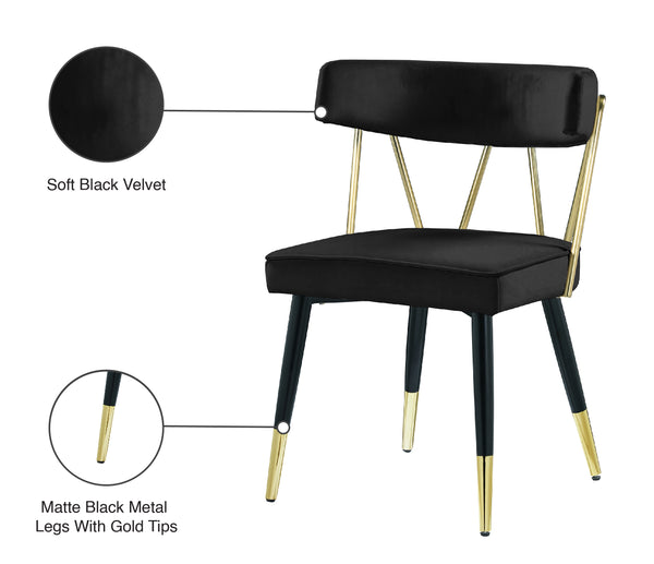 Rheingold Velvet / Engineered Wood / Iron / Foam Contemporary Black Velvet Dining Chair - 22.5" W x 22.5" D x 32" H