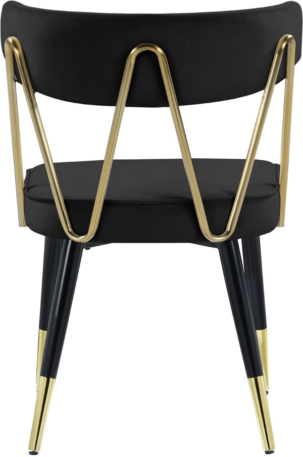 Rheingold Velvet / Engineered Wood / Iron / Foam Contemporary Black Velvet Dining Chair - 22.5" W x 22.5" D x 32" H