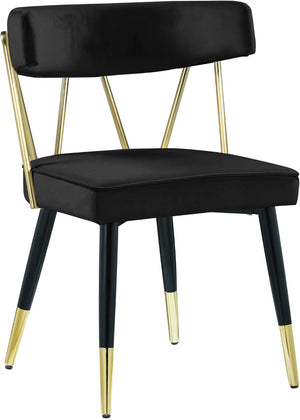 Rheingold Velvet / Engineered Wood / Iron / Foam Contemporary Black Velvet Dining Chair - 22.5" W x 22.5" D x 32" H