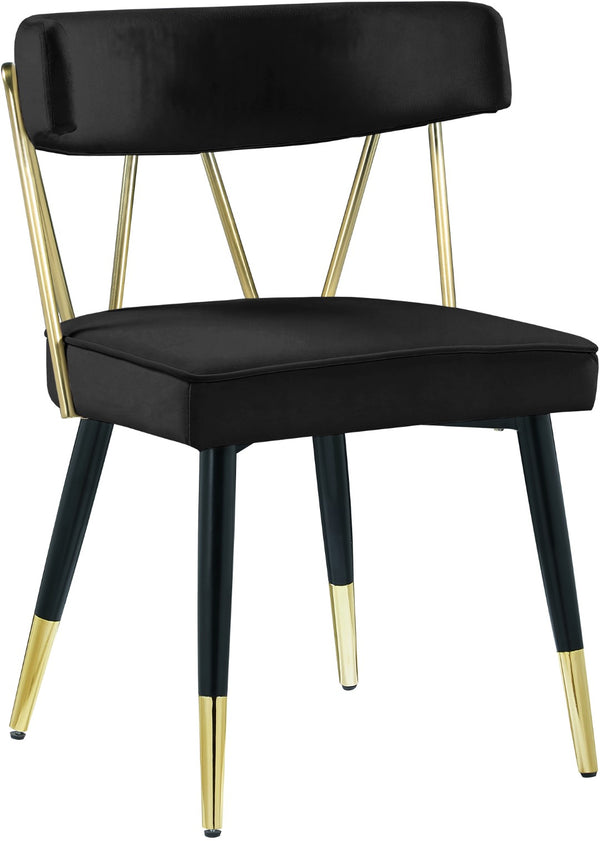 Rheingold Velvet / Engineered Wood / Iron / Foam Contemporary Black Velvet Dining Chair - 22.5" W x 22.5" D x 32" H