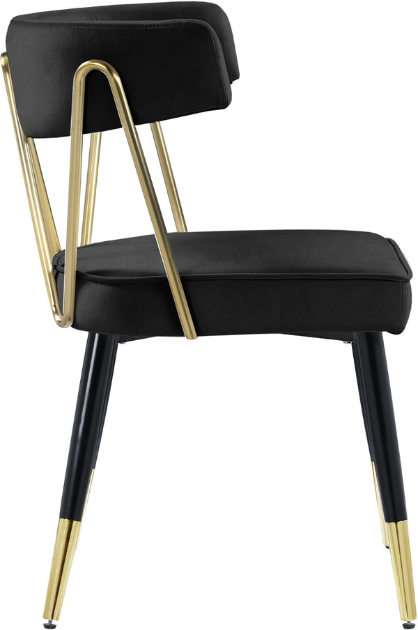 Rheingold Velvet / Engineered Wood / Iron / Foam Contemporary Black Velvet Dining Chair - 22.5" W x 22.5" D x 32" H