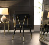 Rheingold Velvet / Engineered Wood / Iron / Foam Contemporary Black Velvet Dining Chair - 22.5" W x 22.5" D x 32" H