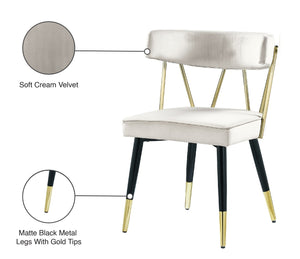 Rheingold Velvet / Engineered Wood / Iron / Foam Contemporary Cream Velvet Dining Chair - 22.5" W x 22.5" D x 32" H
