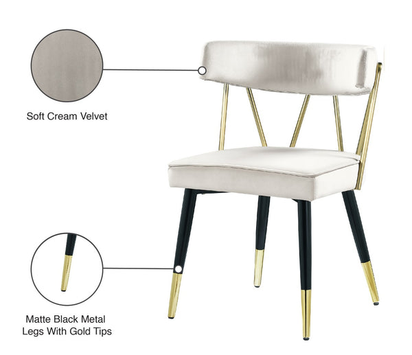Rheingold Velvet / Engineered Wood / Iron / Foam Contemporary Cream Velvet Dining Chair - 22.5" W x 22.5" D x 32" H