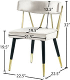 Rheingold Velvet / Engineered Wood / Iron / Foam Contemporary Cream Velvet Dining Chair - 22.5" W x 22.5" D x 32" H