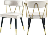 Rheingold Velvet / Engineered Wood / Iron / Foam Contemporary Cream Velvet Dining Chair - 22.5" W x 22.5" D x 32" H