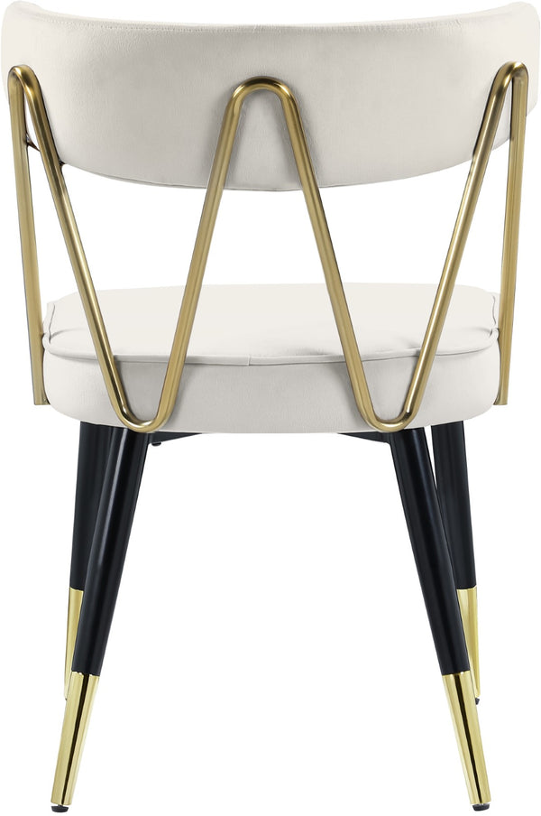 Rheingold Velvet / Engineered Wood / Iron / Foam Contemporary Cream Velvet Dining Chair - 22.5" W x 22.5" D x 32" H