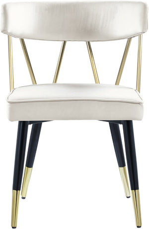 Rheingold Velvet / Engineered Wood / Iron / Foam Contemporary Cream Velvet Dining Chair - 22.5" W x 22.5" D x 32" H
