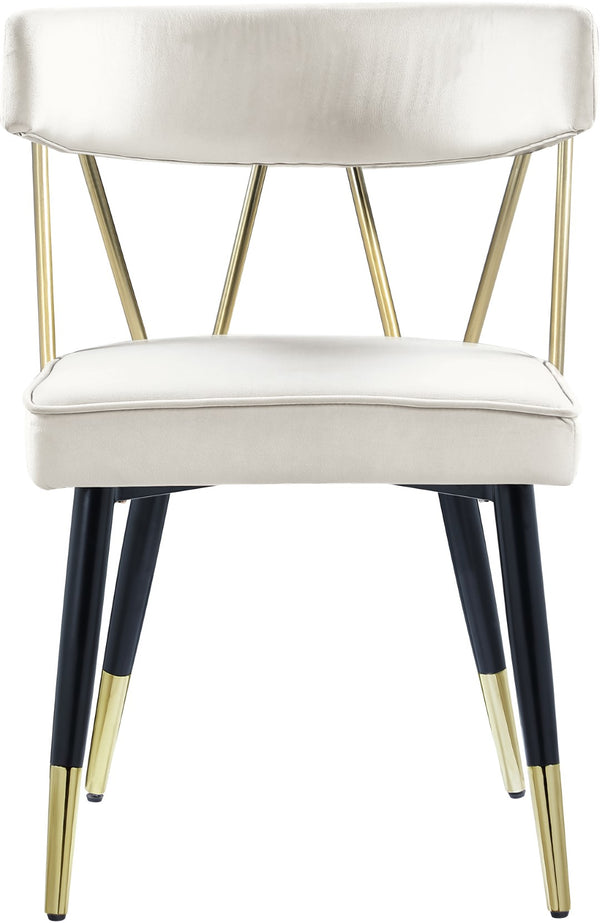 Rheingold Velvet / Engineered Wood / Iron / Foam Contemporary Cream Velvet Dining Chair - 22.5" W x 22.5" D x 32" H