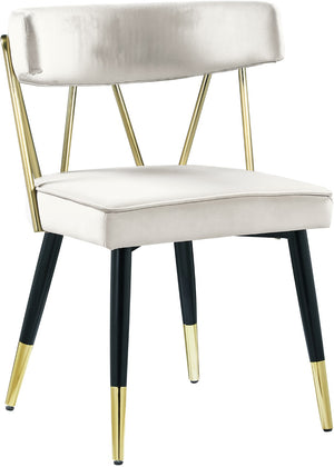 Rheingold Velvet / Engineered Wood / Iron / Foam Contemporary Cream Velvet Dining Chair - 22.5" W x 22.5" D x 32" H