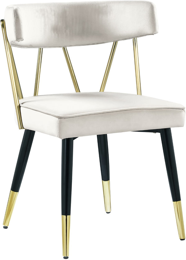 Rheingold Velvet / Engineered Wood / Iron / Foam Contemporary Cream Velvet Dining Chair - 22.5" W x 22.5" D x 32" H