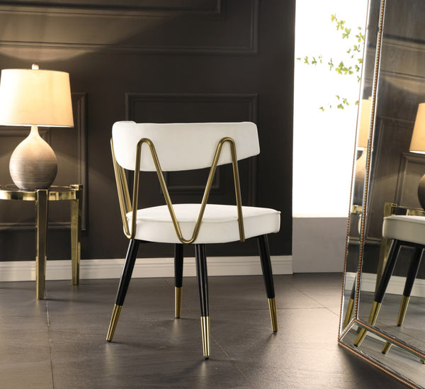 Rheingold Velvet / Engineered Wood / Iron / Foam Contemporary Cream Velvet Dining Chair - 22.5" W x 22.5" D x 32" H