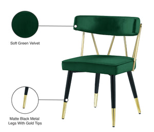 Rheingold Velvet / Engineered Wood / Iron / Foam Contemporary Green Velvet Dining Chair - 22.5" W x 22.5" D x 32" H