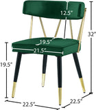 Rheingold Velvet / Engineered Wood / Iron / Foam Contemporary Green Velvet Dining Chair - 22.5" W x 22.5" D x 32" H