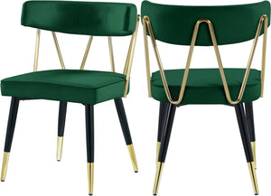 Rheingold Velvet / Engineered Wood / Iron / Foam Contemporary Green Velvet Dining Chair - 22.5" W x 22.5" D x 32" H