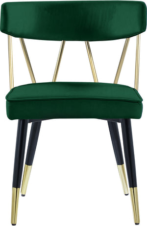 Rheingold Velvet / Engineered Wood / Iron / Foam Contemporary Green Velvet Dining Chair - 22.5" W x 22.5" D x 32" H