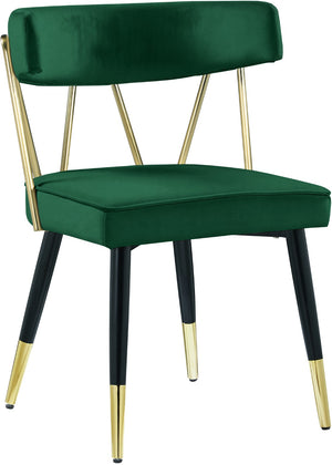 Rheingold Velvet / Engineered Wood / Iron / Foam Contemporary Green Velvet Dining Chair - 22.5" W x 22.5" D x 32" H
