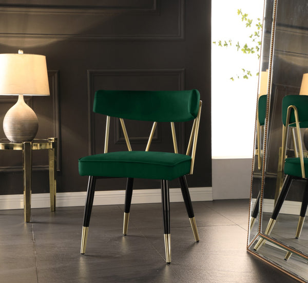 Rheingold Velvet / Engineered Wood / Iron / Foam Contemporary Green Velvet Dining Chair - 22.5" W x 22.5" D x 32" H