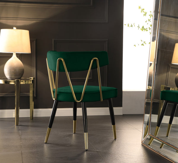 Rheingold Velvet / Engineered Wood / Iron / Foam Contemporary Green Velvet Dining Chair - 22.5" W x 22.5" D x 32" H