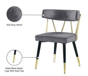 Rheingold Velvet / Engineered Wood / Iron / Foam Contemporary Grey Velvet Dining Chair - 22.5" W x 22.5" D x 32" H