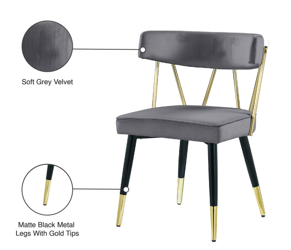 Rheingold Velvet / Engineered Wood / Iron / Foam Contemporary Grey Velvet Dining Chair - 22.5" W x 22.5" D x 32" H