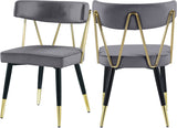 Rheingold Velvet / Engineered Wood / Iron / Foam Contemporary Grey Velvet Dining Chair - 22.5" W x 22.5" D x 32" H