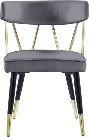 Rheingold Velvet / Engineered Wood / Iron / Foam Contemporary Grey Velvet Dining Chair - 22.5" W x 22.5" D x 32" H