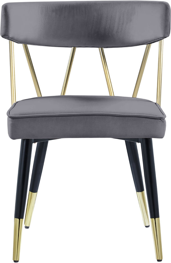 Rheingold Velvet / Engineered Wood / Iron / Foam Contemporary Grey Velvet Dining Chair - 22.5" W x 22.5" D x 32" H