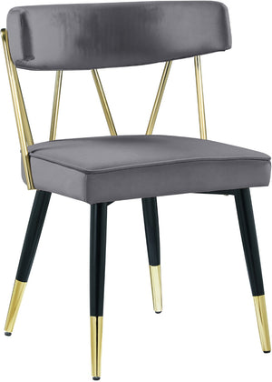 Rheingold Velvet / Engineered Wood / Iron / Foam Contemporary Grey Velvet Dining Chair - 22.5" W x 22.5" D x 32" H