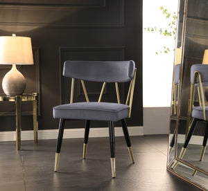 Rheingold Velvet / Engineered Wood / Iron / Foam Contemporary Grey Velvet Dining Chair - 22.5" W x 22.5" D x 32" H
