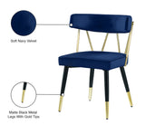 Rheingold Velvet / Engineered Wood / Iron / Foam Contemporary Navy Velvet Dining Chair - 22.5" W x 22.5" D x 32" H
