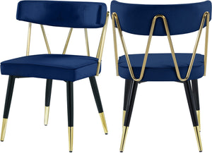 Rheingold Velvet / Engineered Wood / Iron / Foam Contemporary Navy Velvet Dining Chair - 22.5" W x 22.5" D x 32" H