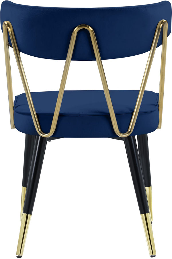 Rheingold Velvet / Engineered Wood / Iron / Foam Contemporary Navy Velvet Dining Chair - 22.5" W x 22.5" D x 32" H