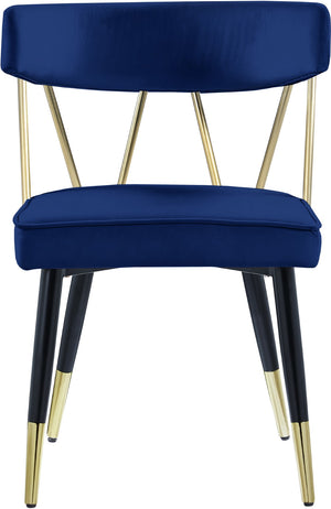 Rheingold Velvet / Engineered Wood / Iron / Foam Contemporary Navy Velvet Dining Chair - 22.5" W x 22.5" D x 32" H