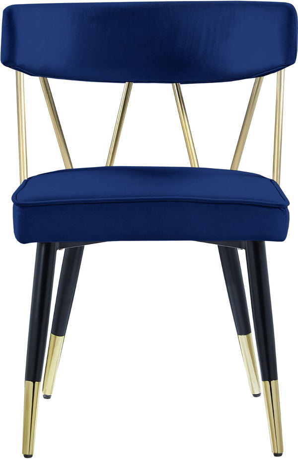 Rheingold Velvet / Engineered Wood / Iron / Foam Contemporary Navy Velvet Dining Chair - 22.5" W x 22.5" D x 32" H