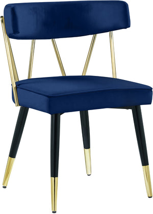 Rheingold Velvet / Engineered Wood / Iron / Foam Contemporary Navy Velvet Dining Chair - 22.5" W x 22.5" D x 32" H