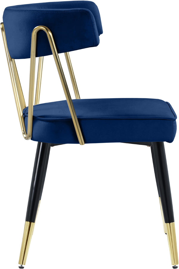 Rheingold Velvet / Engineered Wood / Iron / Foam Contemporary Navy Velvet Dining Chair - 22.5" W x 22.5" D x 32" H