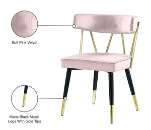 Rheingold Velvet / Engineered Wood / Iron / Foam Contemporary Pink Velvet Dining Chair - 22.5" W x 22.5" D x 32" H