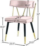 Rheingold Velvet / Engineered Wood / Iron / Foam Contemporary Pink Velvet Dining Chair - 22.5" W x 22.5" D x 32" H