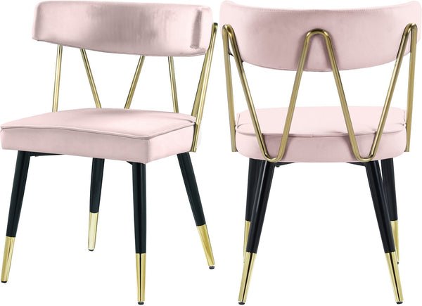 Rheingold Velvet / Engineered Wood / Iron / Foam Contemporary Pink Velvet Dining Chair - 22.5" W x 22.5" D x 32" H