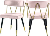 Rheingold Velvet / Engineered Wood / Iron / Foam Contemporary Pink Velvet Dining Chair - 22.5" W x 22.5" D x 32" H