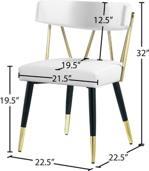 Rheingold Faux Leather / Iron / Engineered Wood / Foam Contemporary White Faux Leather Dining Chair - 22.5" W x 22.5" D x 32" H