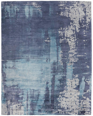 Emory Handwoven Lustrous Viscose Rug, Navy/Ocean Blue, 9ft x 12ft Area Rug