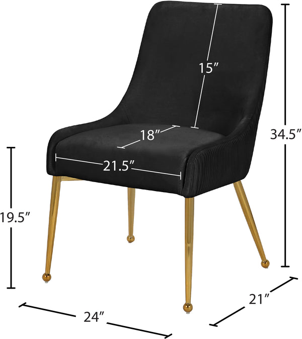 Ace Velvet / Engineered Wood / Foam Contemporary Black Velvet Dining Chair - 24" W x 21" D x 34.5" H