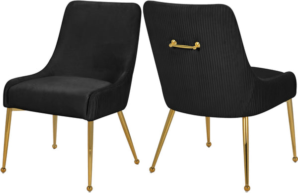 Ace Velvet / Engineered Wood / Foam Contemporary Black Velvet Dining Chair - 24" W x 21" D x 34.5" H