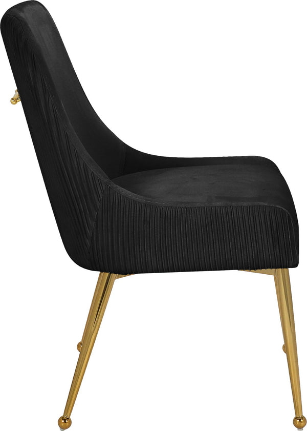 Ace Velvet / Engineered Wood / Foam Contemporary Black Velvet Dining Chair - 24" W x 21" D x 34.5" H