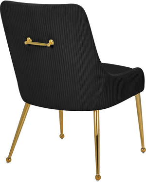 Ace Velvet / Engineered Wood / Foam Contemporary Black Velvet Dining Chair - 24" W x 21" D x 34.5" H
