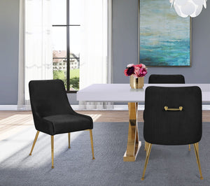 Ace Velvet / Engineered Wood / Foam Contemporary Black Velvet Dining Chair - 24" W x 21" D x 34.5" H